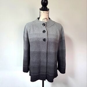 JM Collection Gray Cotton Cardigan In Large